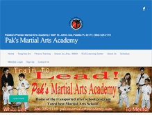 Tablet Screenshot of paksmartialartsacademy.com